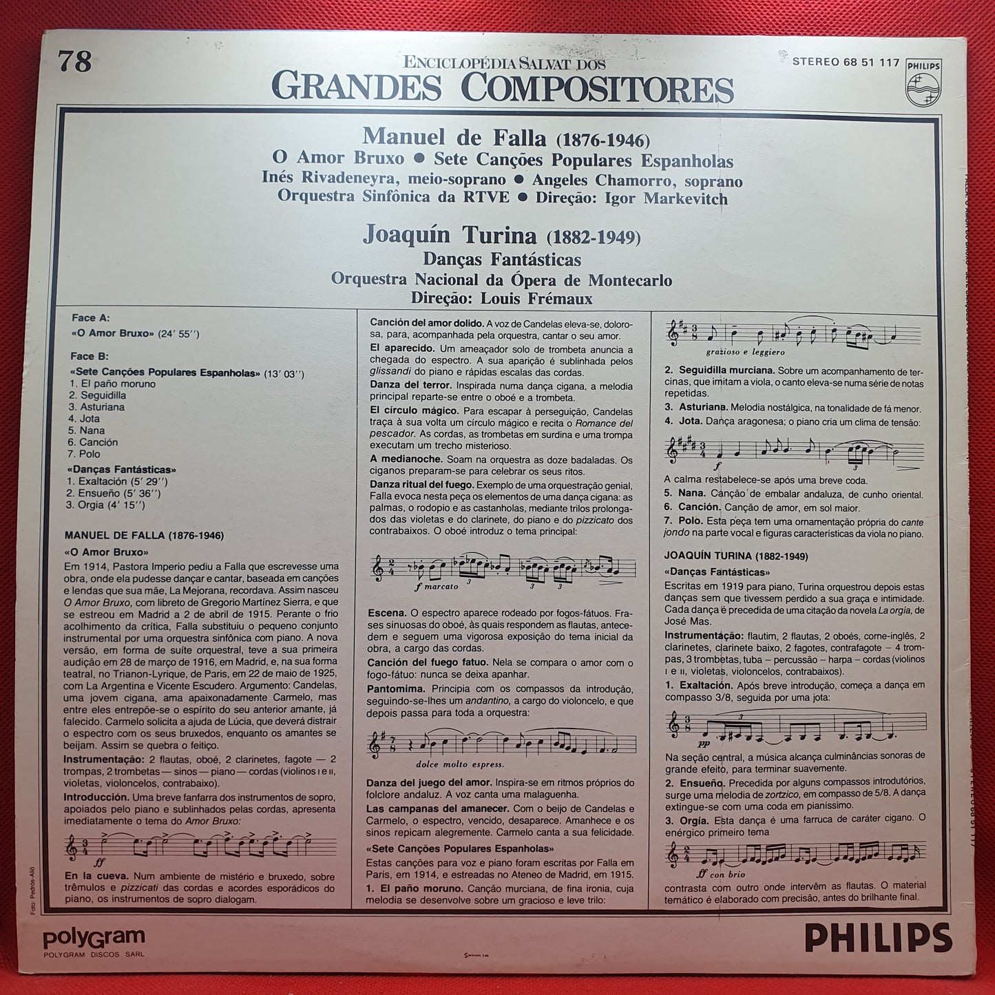 Manuel De Falla, Joaquín Turina ‎– O Amor Bruxo / Sete Canções Populares Espanholas / Danças Fantásticas