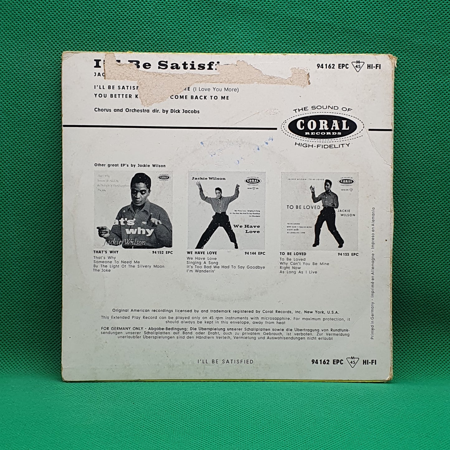 Jackie Wilson ‎– I'll Be Satisfied