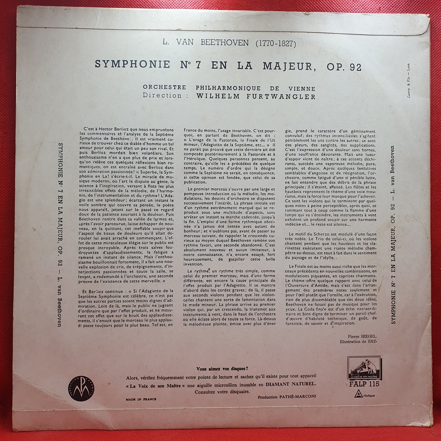 Beethoven - Wilhelm Furtwangler - Symphony Nº7 en La Majeur OP92 (LP)