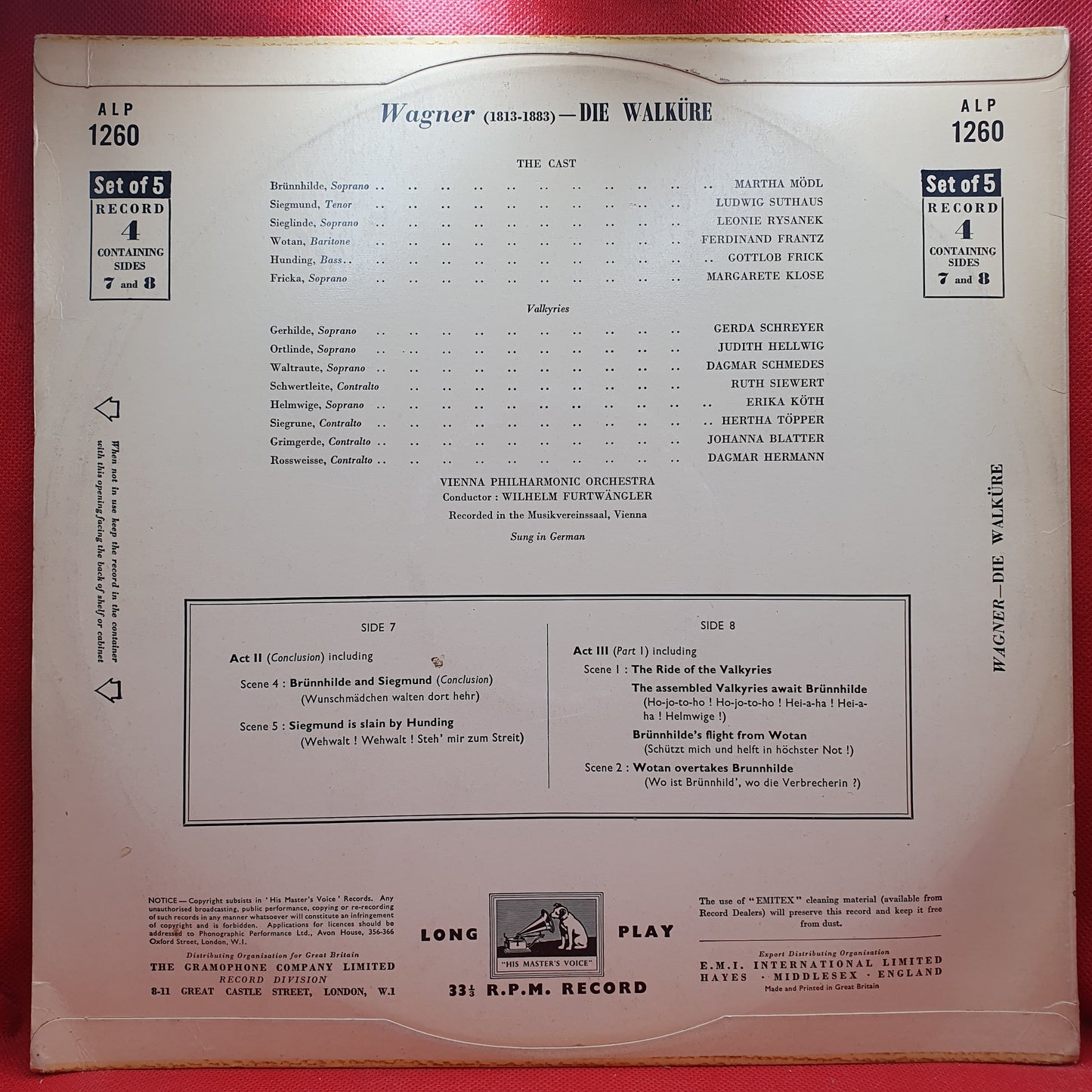 Wagner* / Furtwängler* / Mödl* / Suthaus* / Rysanek* / Frantz* / Frick* / Klose* / Vienna Philharmonic Orchestra* - Die Walküre (5xLP)
