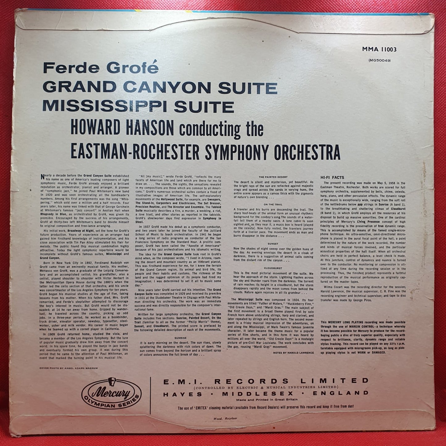 Ferde Grofé - Eastman-Rochester Orchestra, Howard Hanson - Grand Canyon Suite / Mississippi Suite (LP)