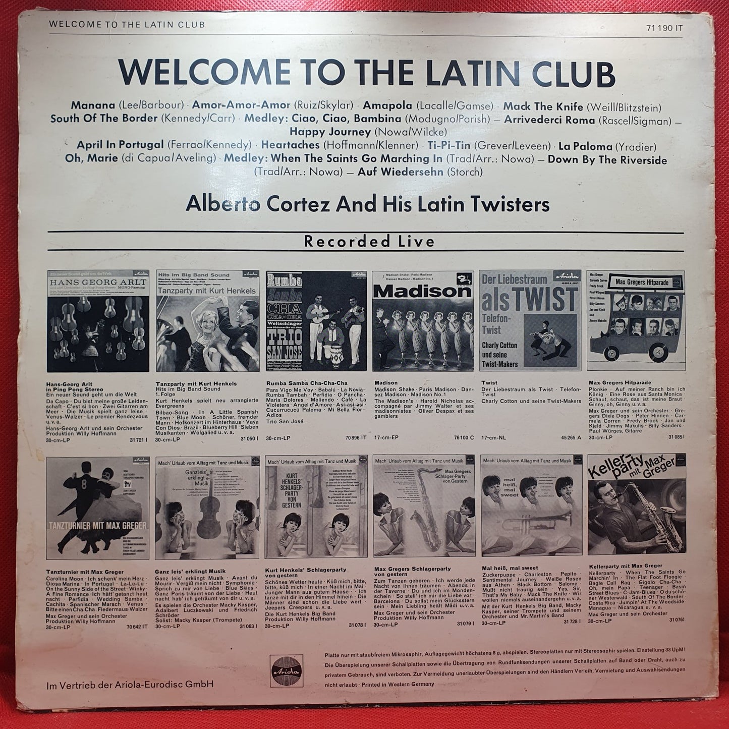 Alberto Cortez And His Latin Twisters - Welcome To The Latin Club (LP)