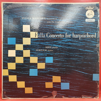 Manuel De Falla, Vittorio Rieti, Carlos Surinach, Sylvia Marlowe, The Concert Arts Players - Concerto For Harpsichord / Tientos / Parita (LP)