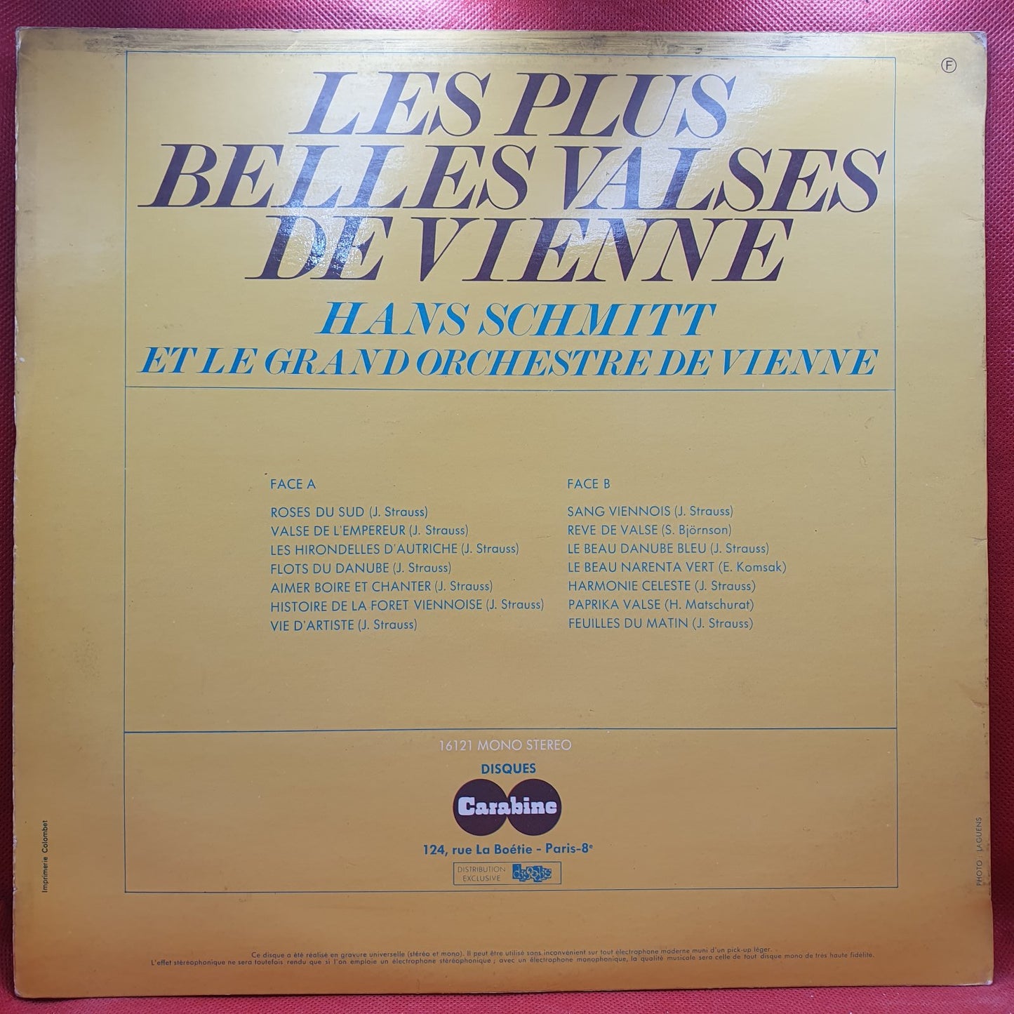 Hans Schmitt (2) Et Le  Grand Orchestre De Vienne* - Les Plus Belles Valses De Vienne (LP)