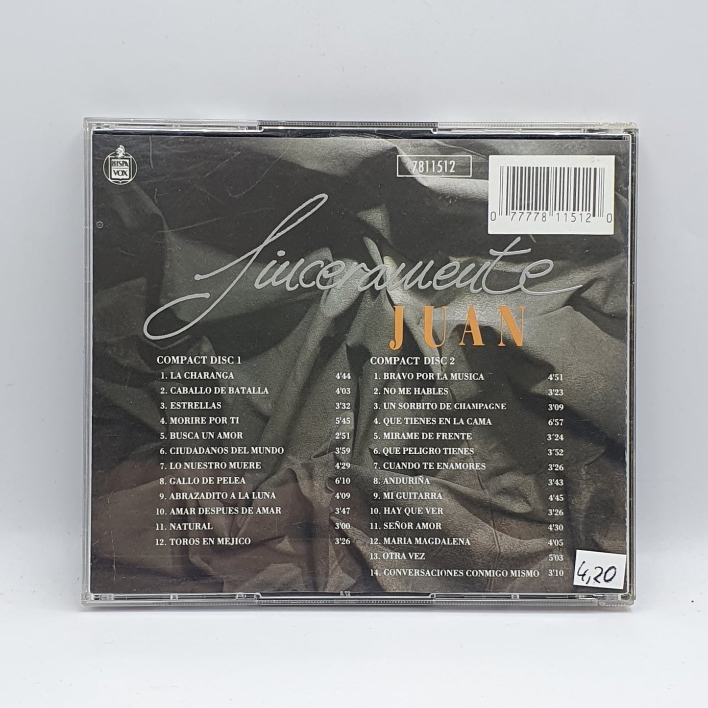 Juan Pardo - Sinceramente Juan (2xCD)