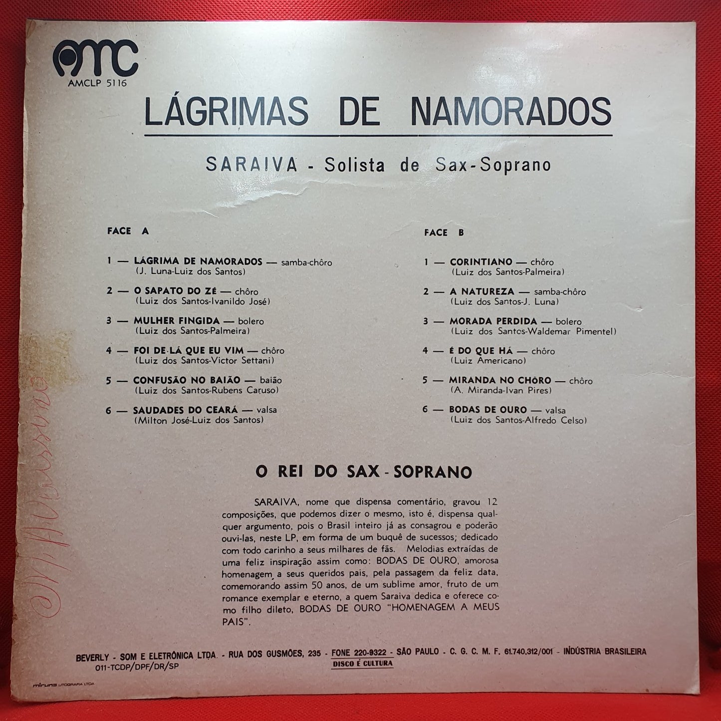 Saraiva - Lágrimas De Namorados (LP)