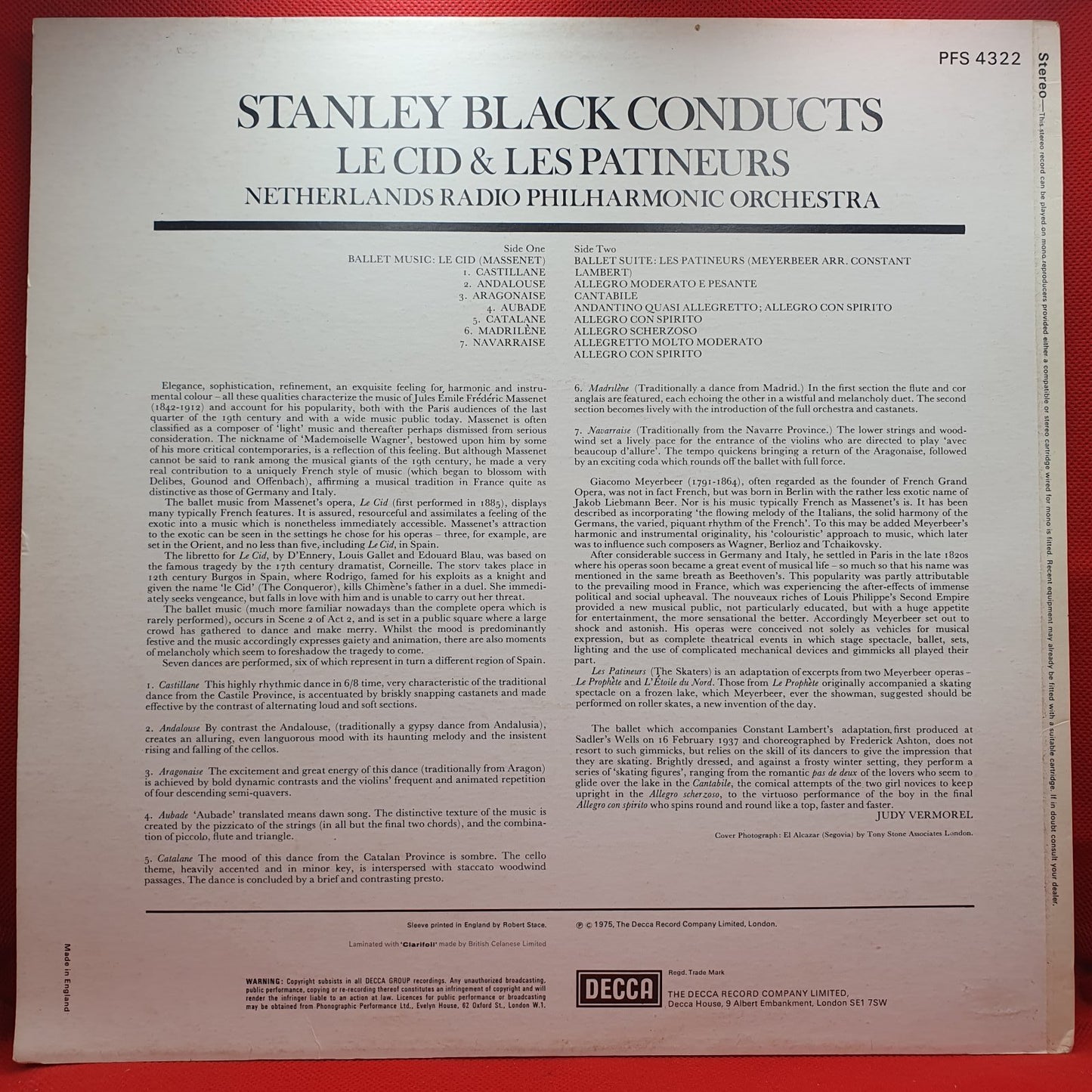 Massenet*, Meyerbeer*, Stanley Black Conducting The Netherlands Radio Philharmonic Orchestra* - Le Cid / Les Patineurs (LP)