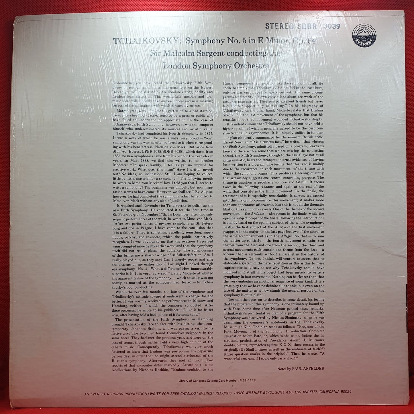 Tchaikovsky* - The London Symphony Orchestra*, Sir Malcolm Sargent - Symphony No. 5, In E Minor, Opus 64 (LP)