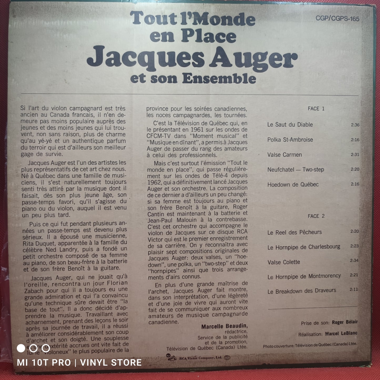 Jacques Auger Et Son Ensemble – Tout L'Monde En Place