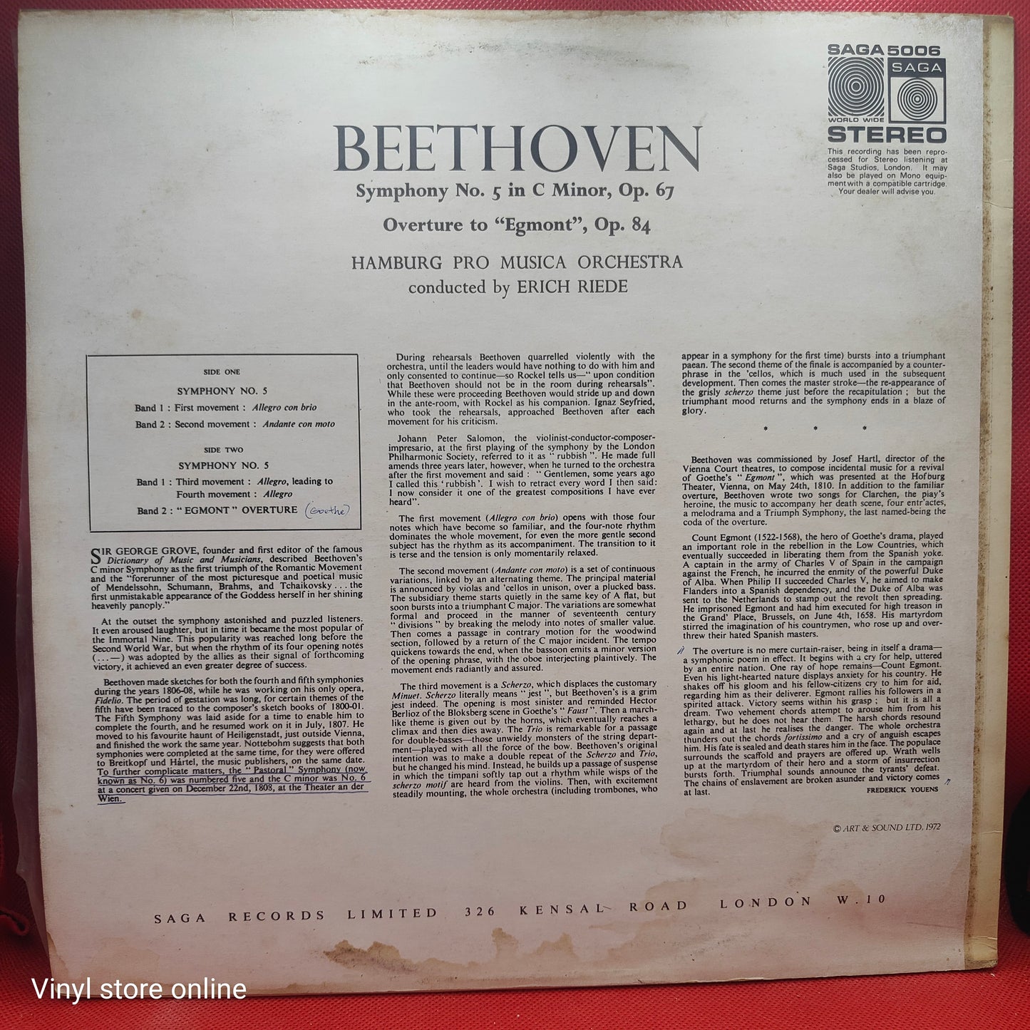 Beethoven* - The Hamburg Pro Musica Orchestra*, Erich Riede – Beethoven Fifth Symphony in C Minor, Op. 67 - Egmont Overture Op. 84