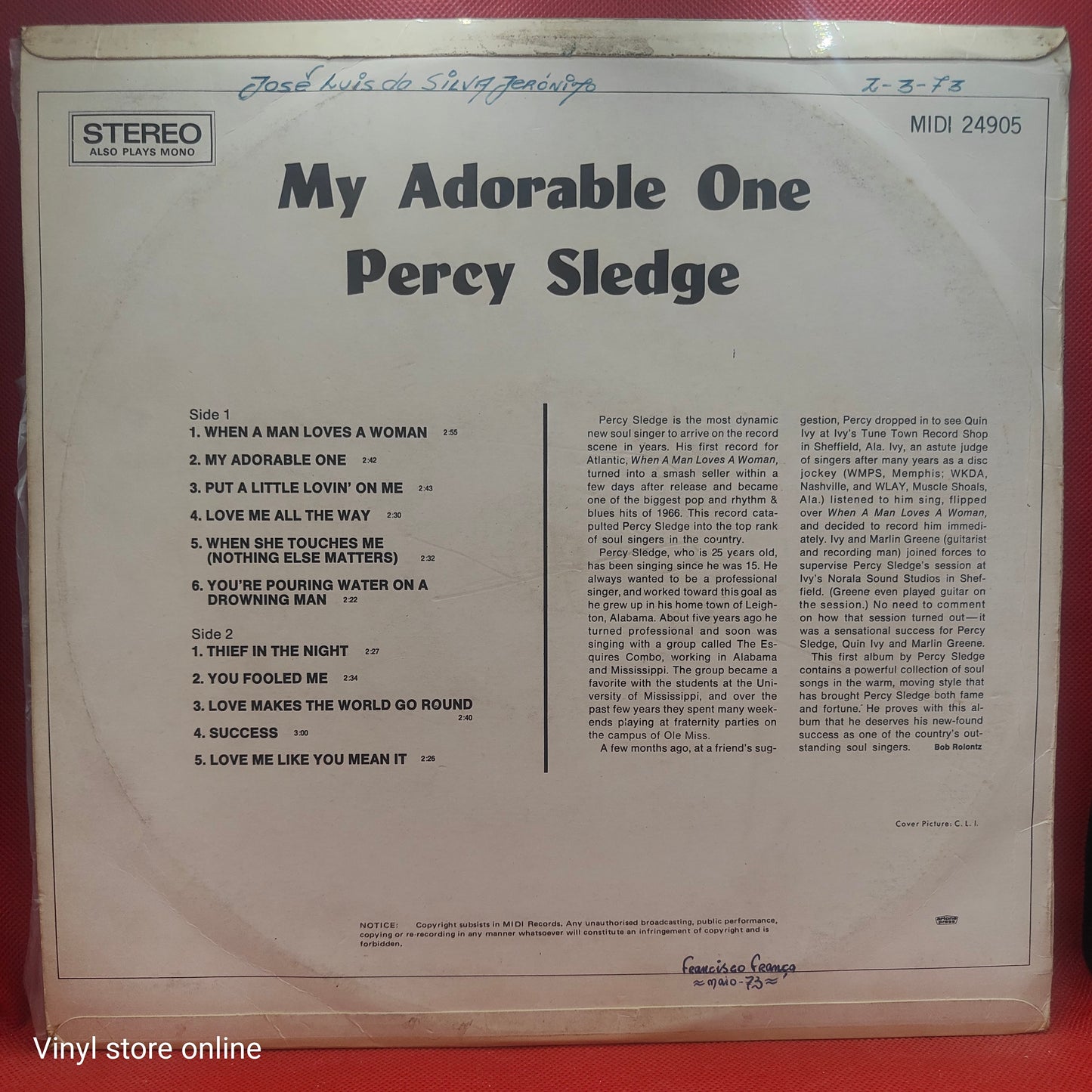 Percy Sledge – My Adorable One