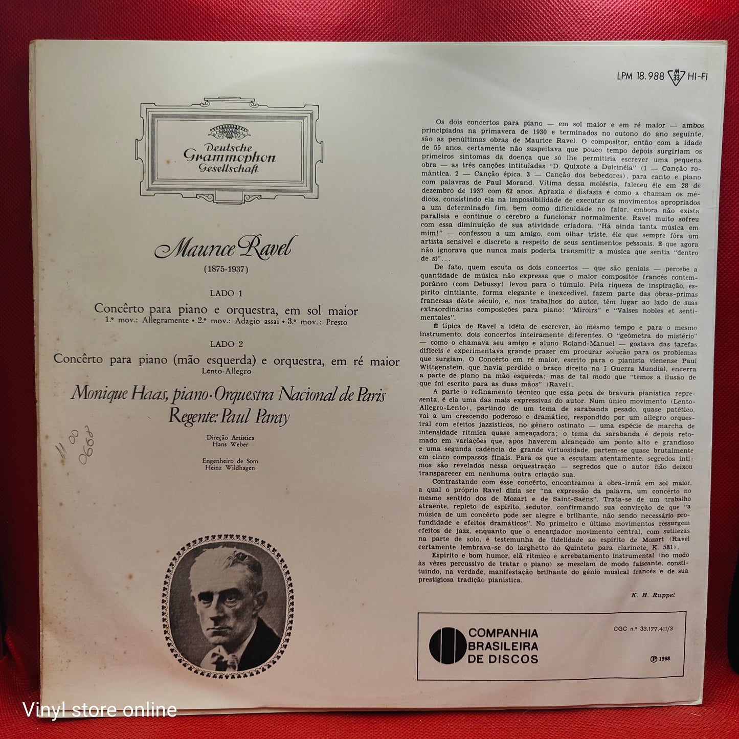 Maurice Ravel – Monique Haas · Orchestre National Paris · Paul Paray – Klavierkonzerte G-Dur · D-Dur