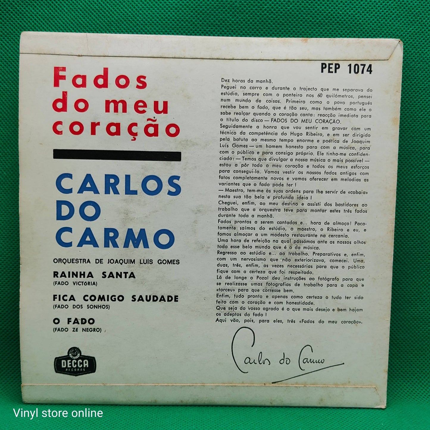 Carlos Do Carmo ‎– Fados Do Meu Coração
