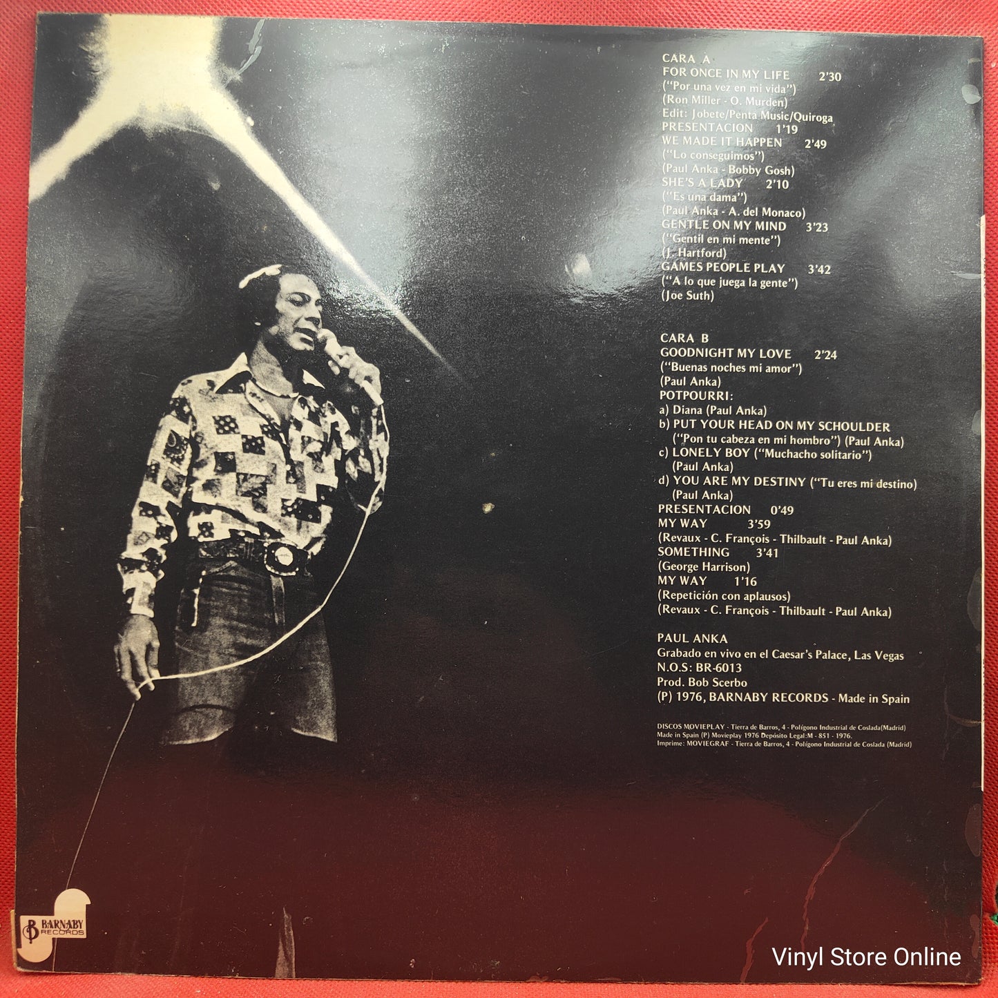 Paul Anka ‎– Paul Anka Live