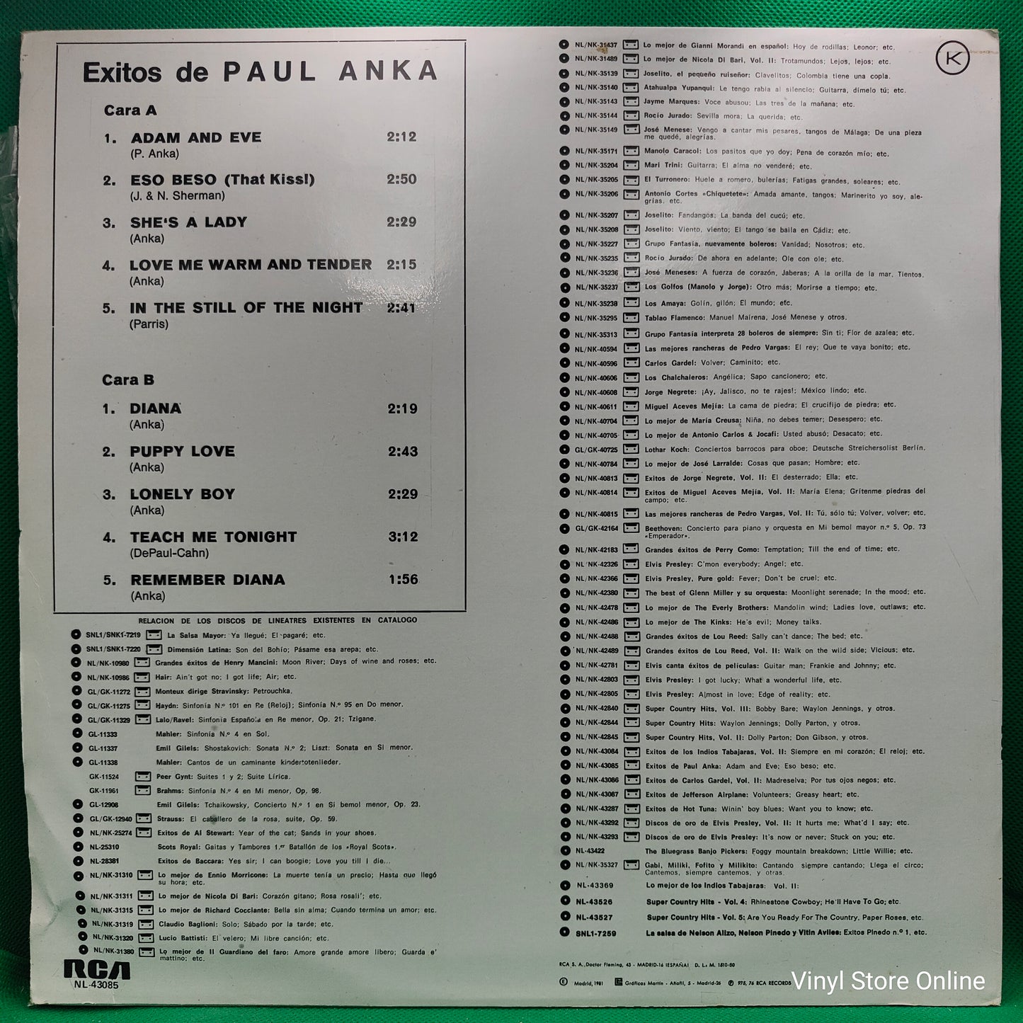 Paul Anka ‎– Exitos De Paul Anka