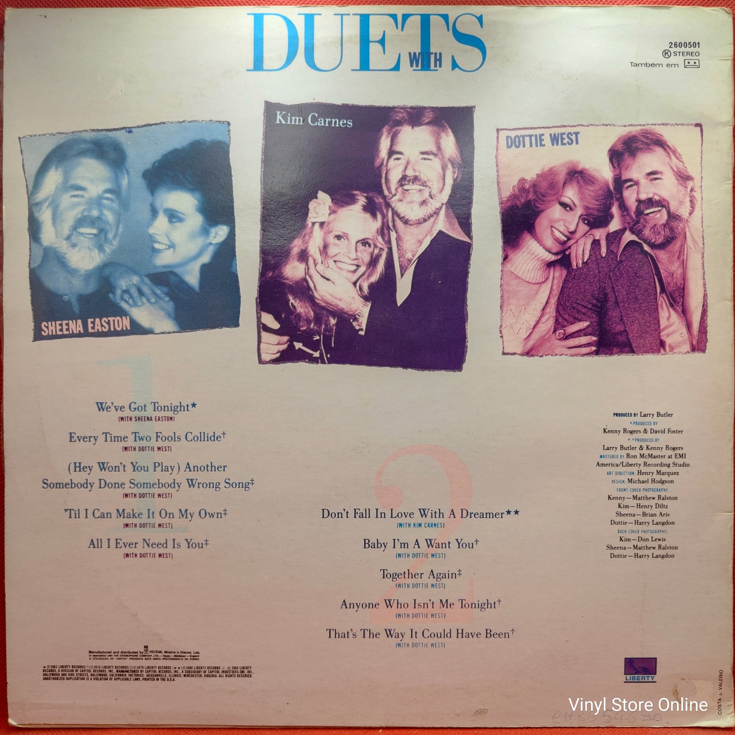Kenny Rogers With Kim Carnes, Sheena Easton & Dottie West ‎– Duets