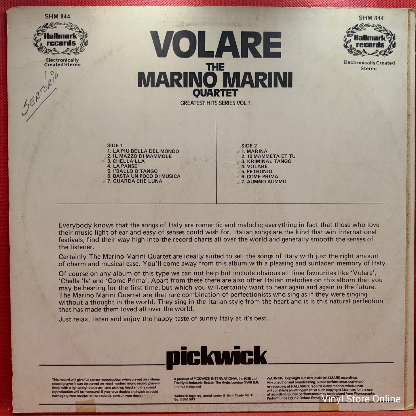 The Marino Marini Quartet ‎– Volare