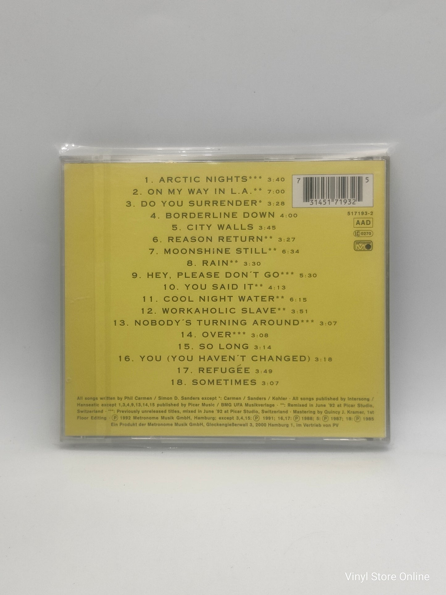 Phil Carmen ‎– Cool & Collected - The Best Of 10 Years 1982 - 1992