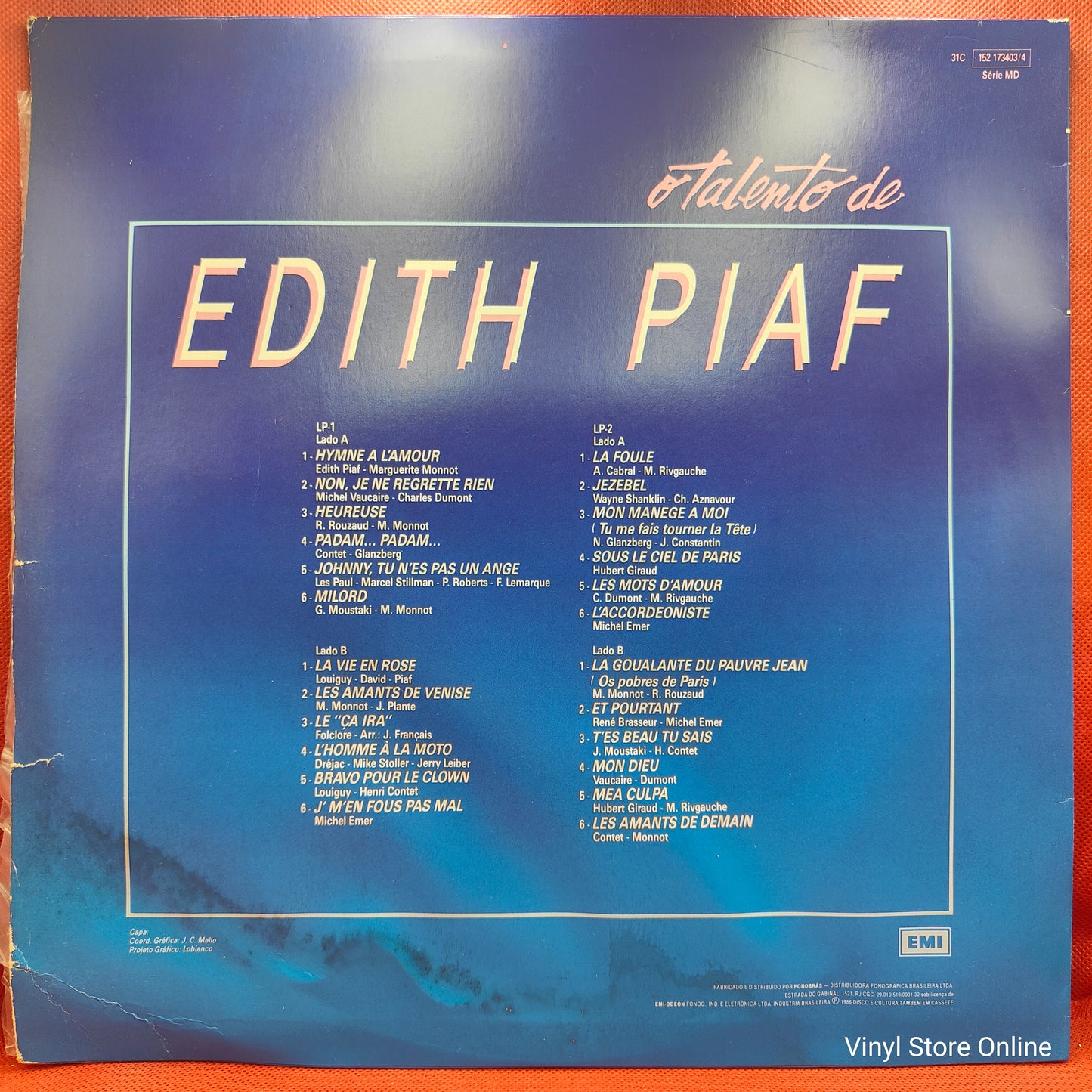 Edith Piaf ‎– O Talento De Edith Piaf