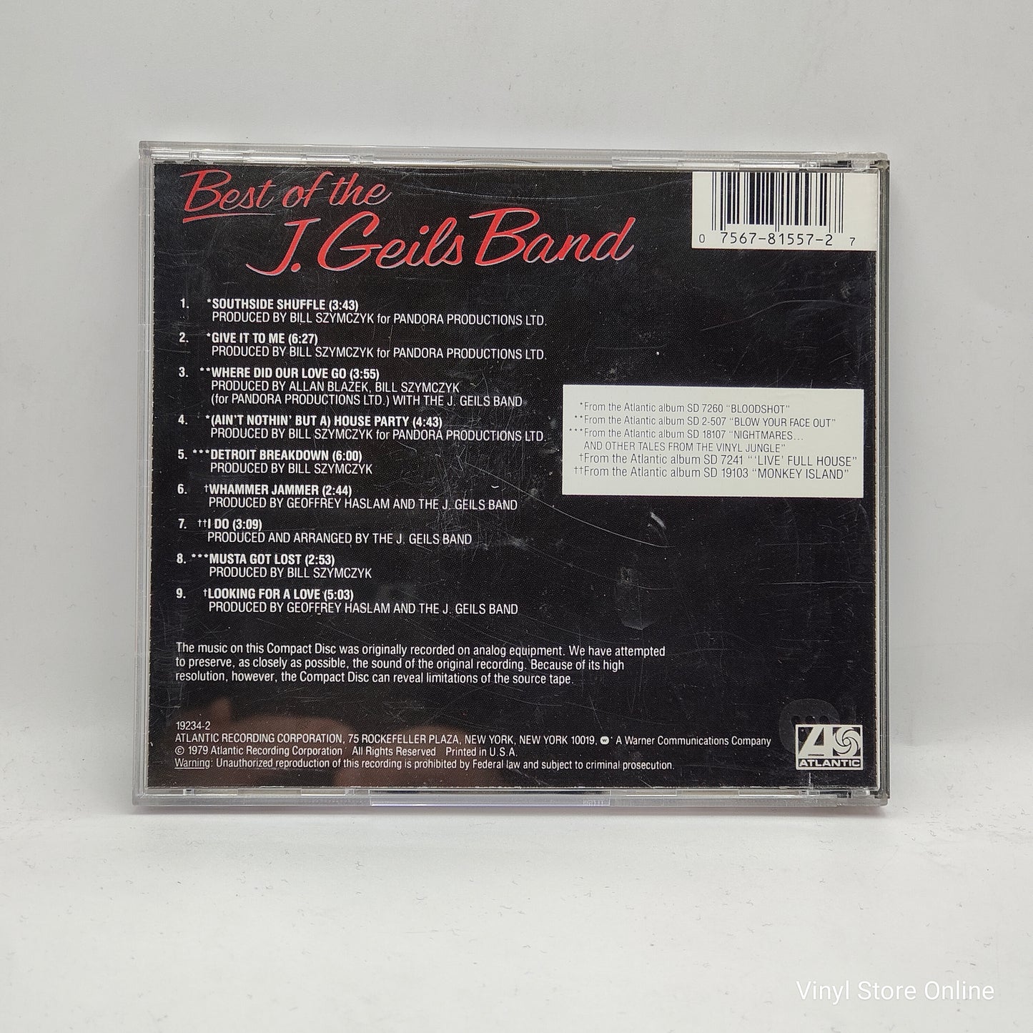 The J. Geils Band ‎– Best Of The J. Geils Band