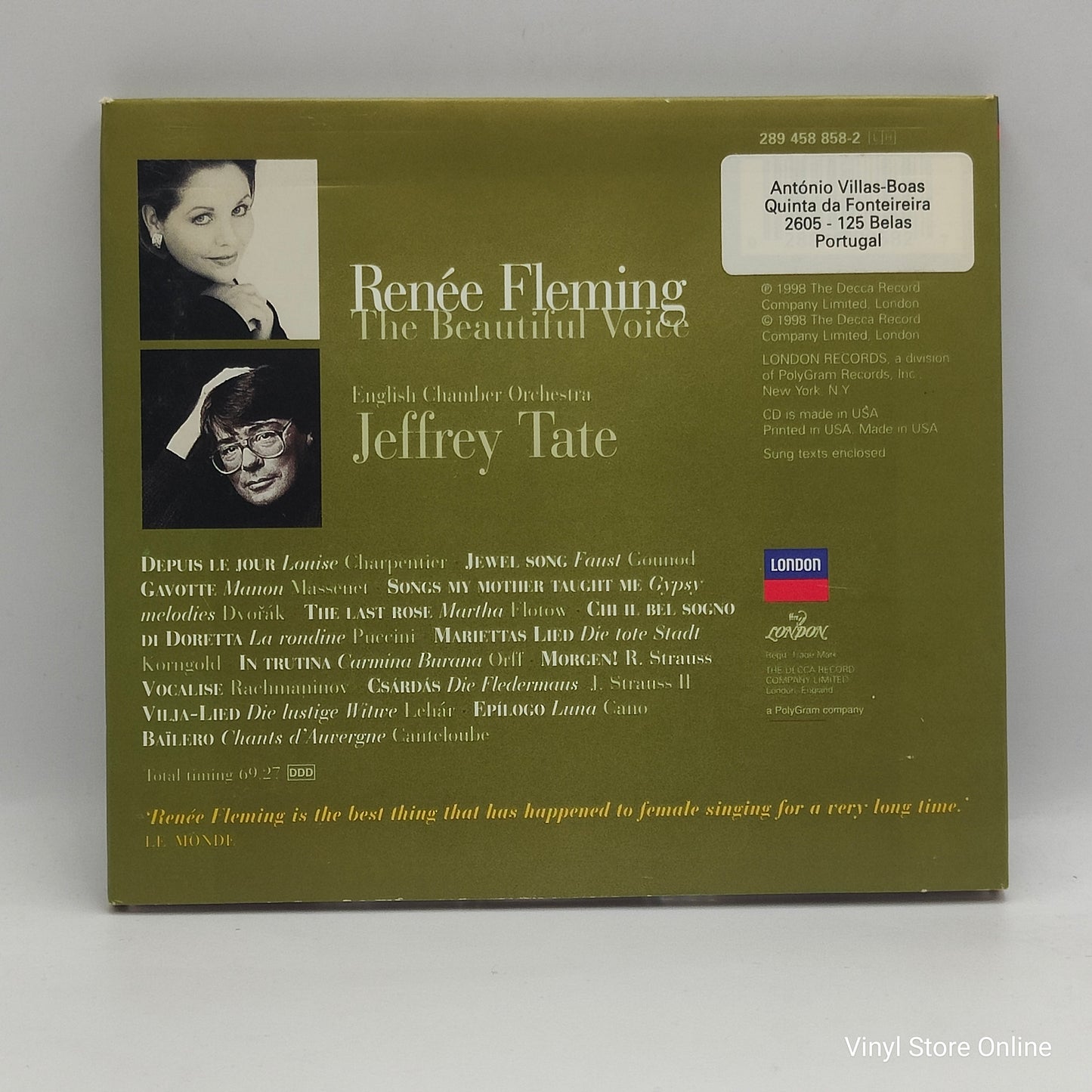 Renée Fleming, English Chamber Orchestra, Jeffrey Tate ‎– The Beautiful Voice