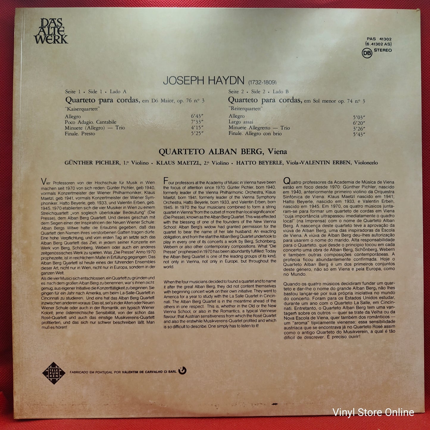 Joseph Haydn - Alban-Berg Quartett ‎– Quatuors À Cordes: Op. 76,3 "Kaiserquartett" - Op. 74,3 "Reiterquartett"