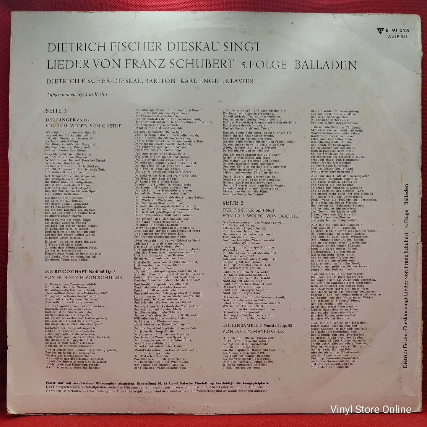 Dietrich Fischer-Dieskau, Karl Engel ‎– Dietrich Fischer-Dieskau Singt Lieder Von Franz Schubert