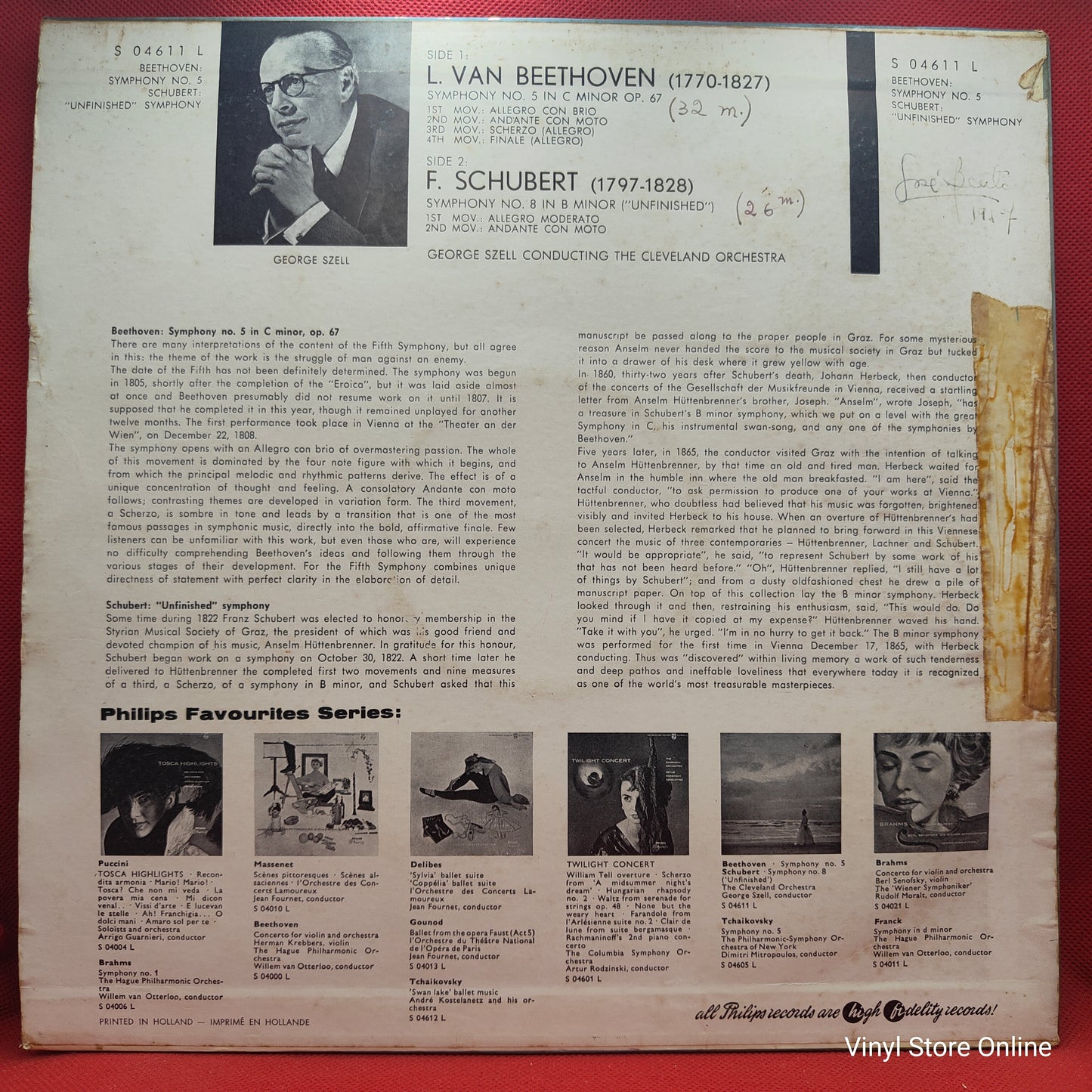 Beethoven, Schubert ‎– Symphony No.5 In C Minor Op.67 / Symphony No. 8 In B Minor