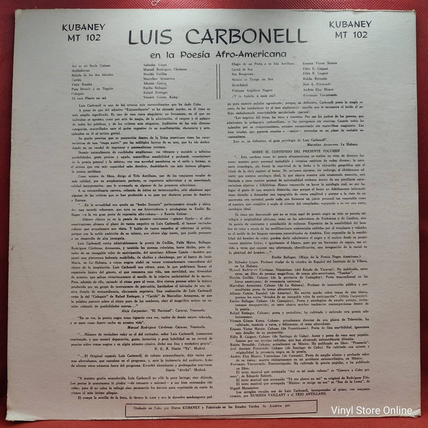 Luis Carbonell ‎– En La Poesía Afro-Americana