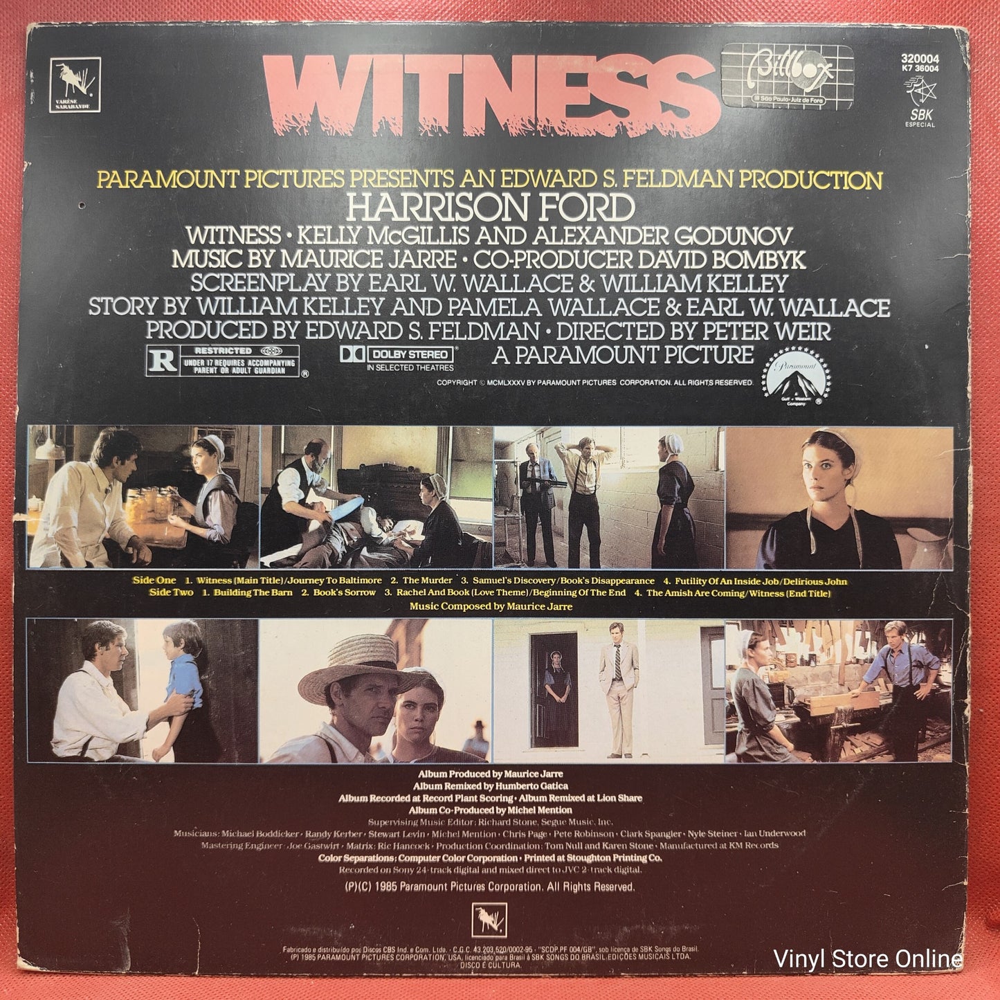 Maurice Jarre - Witness (Original Motion Picture Soundtrack) (LP, Album)