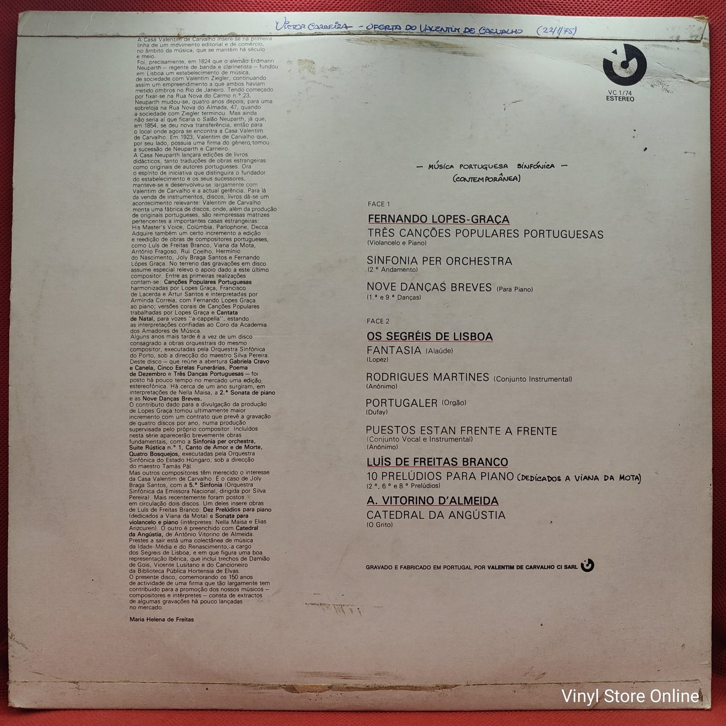 Various - Valentim de Carvalho 1824-1974 - 150 Anos Com A Música