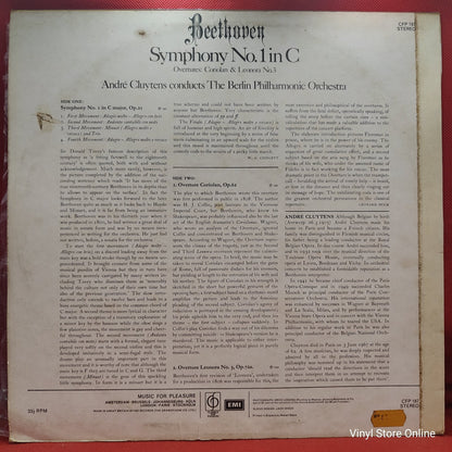 Beethoven, André Cluytens, The Berlin Philharmonic Orchestra - Symphony No. 1 In C / Overtures: Coriolan & Leonora No. 3 (LP)