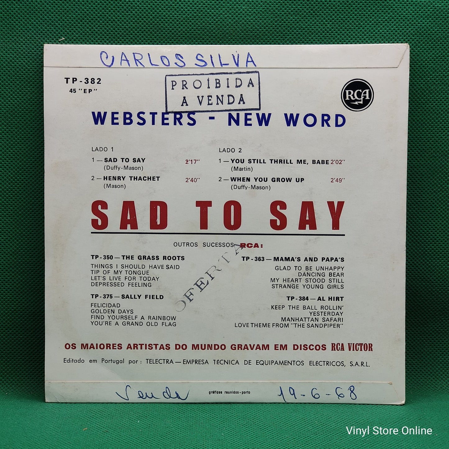 Webster's New Word - Sad To Say (7", EP, Mono)