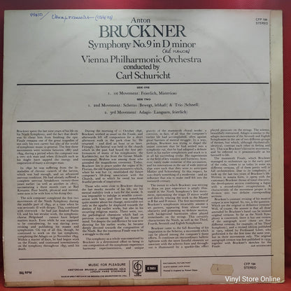 Bruckner, Vienna Philharmonic Orchestra, Carl Schuricht - Symphony No. 9 In D Minor (LP, RE)