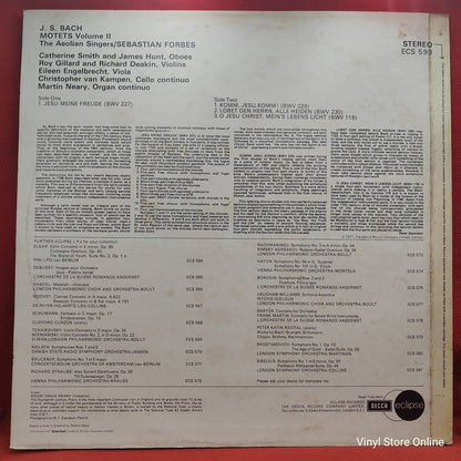J. S. Bach, The Aeolian Singers / Sebastian Forbes, Martin Neary - Motets Volume II (LP, RE)