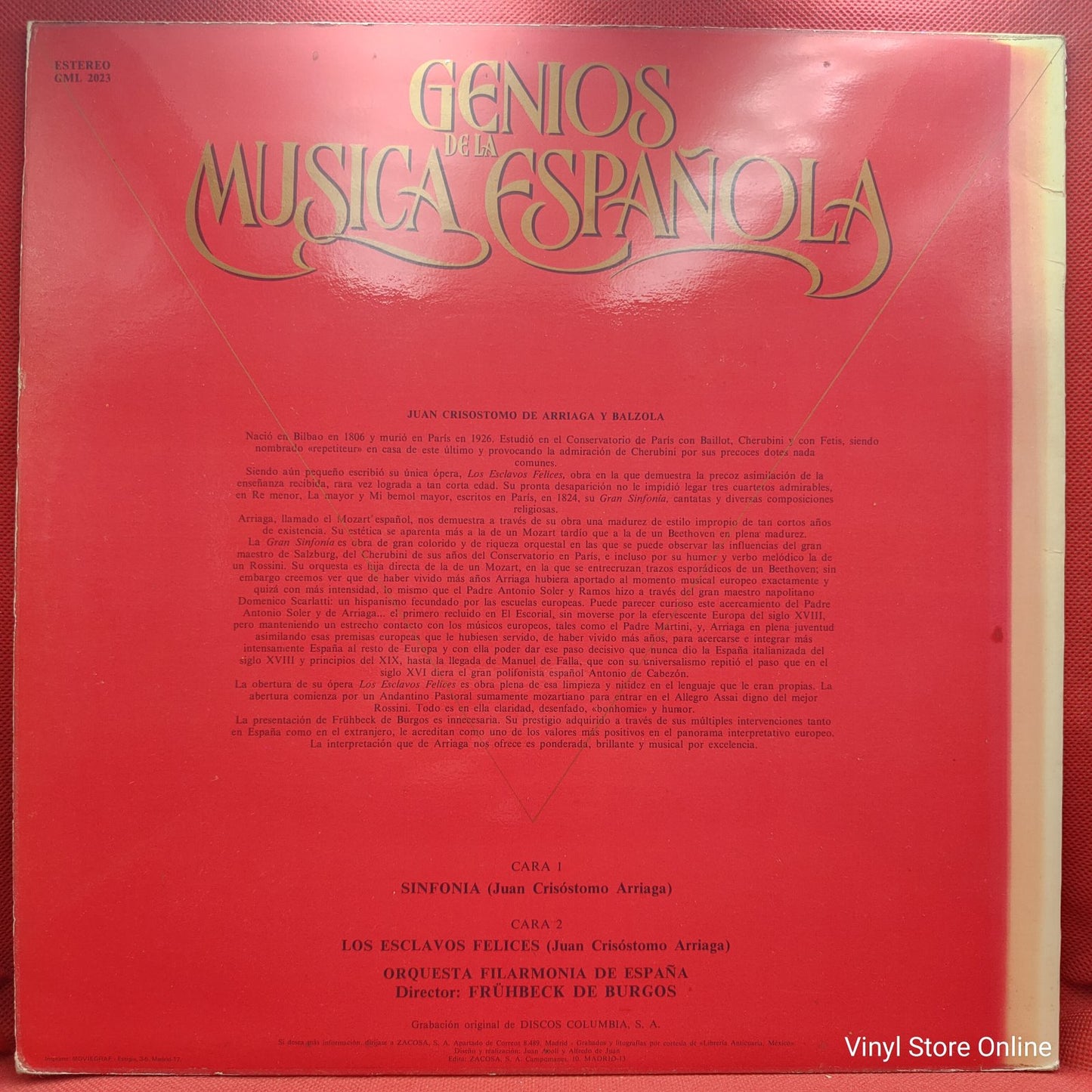 Arriaga - Genios de la Música Española 23 (LP)