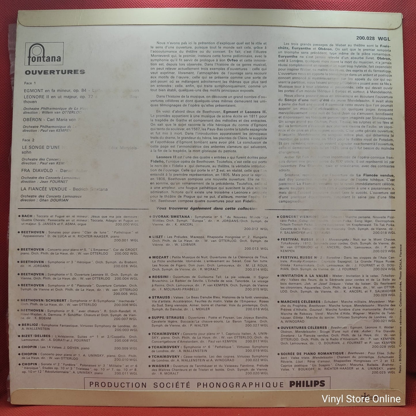 Beethoven / Weber / Mendelssohn / Auber / Smetana - Ouvertures Célèbres (LP, Comp, Mono)