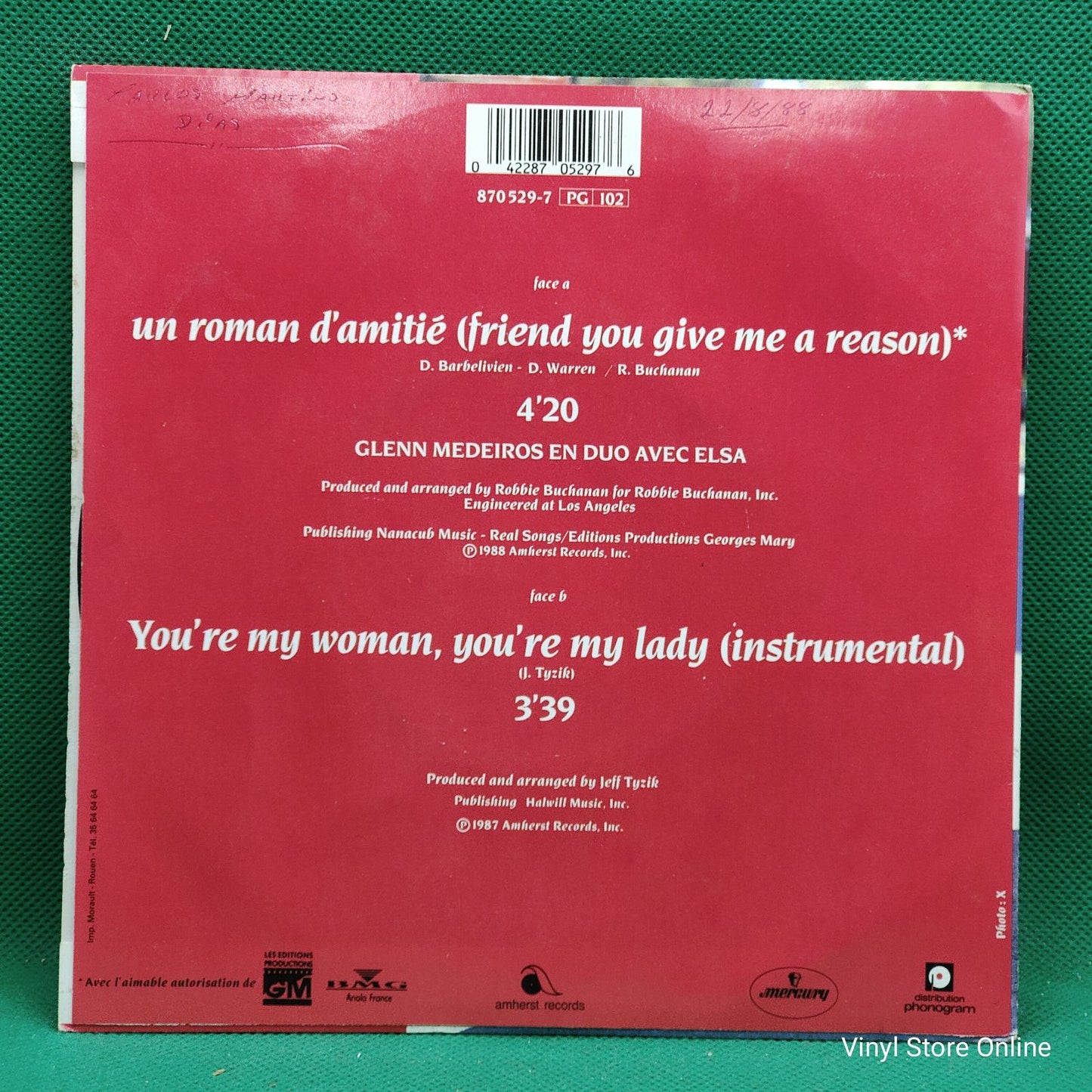 Glenn Medeiros En Duo Avec Elsa - Un Roman D'amitié (Friend You Give Me A Reason) (7", Single)
