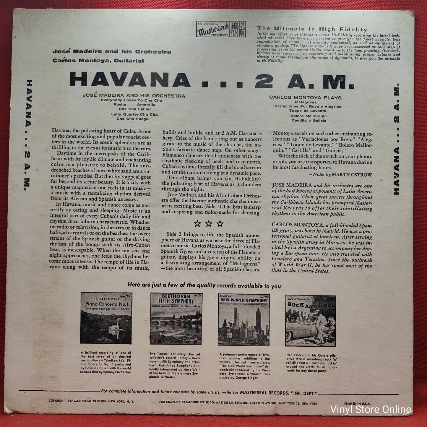 Jose Madeira And His Orchestra / Carlos Montoya - Havana At 2 A.M. (LP)