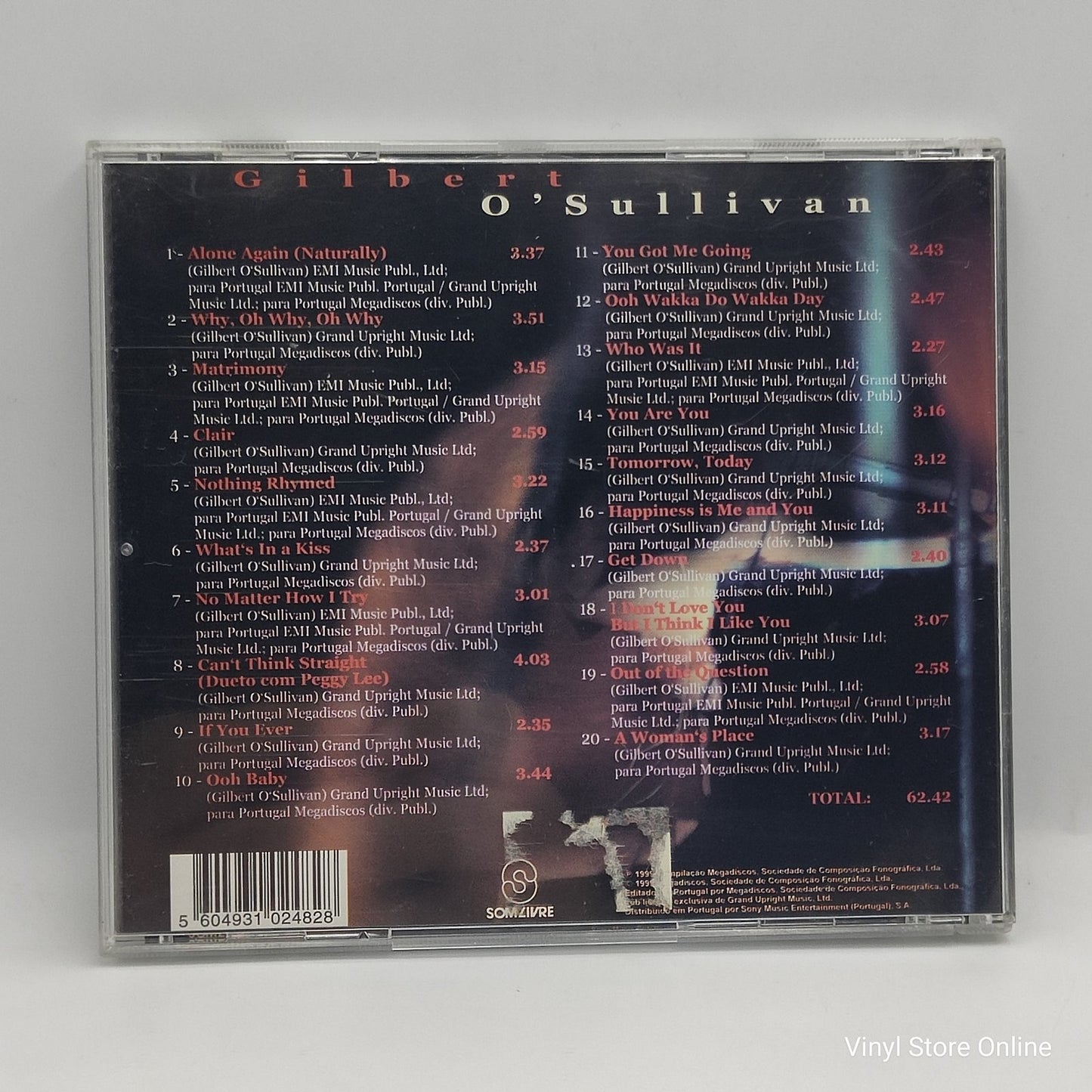 Gilbert O'Sullivan - Alone Again (Naturally) 20 Êxitos (CD)