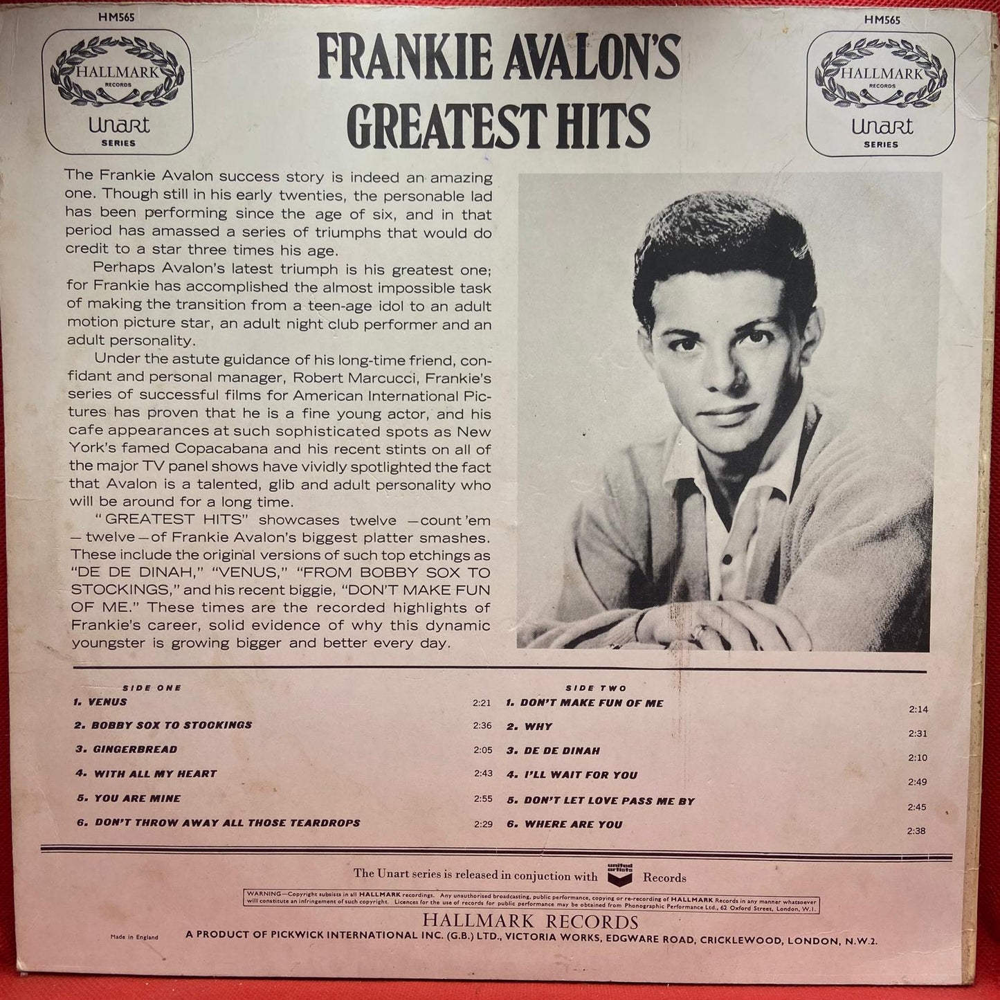 Frankie Avalon ‎– Frankie Avalon's Greatest Hits