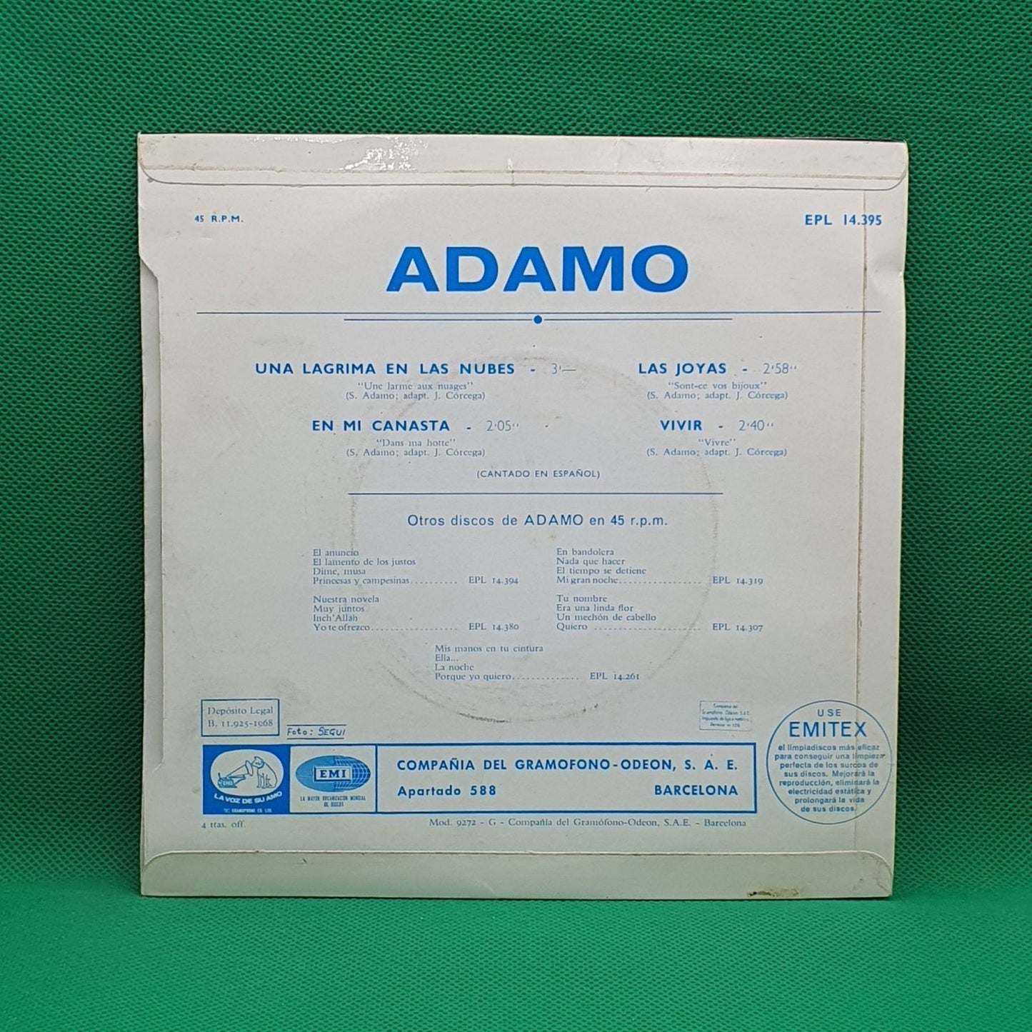 Adamo ‎– Una Lágrima En Las Nubes / En Mi Canasta / Las Joyas / Vivir - Vinyl Store Online