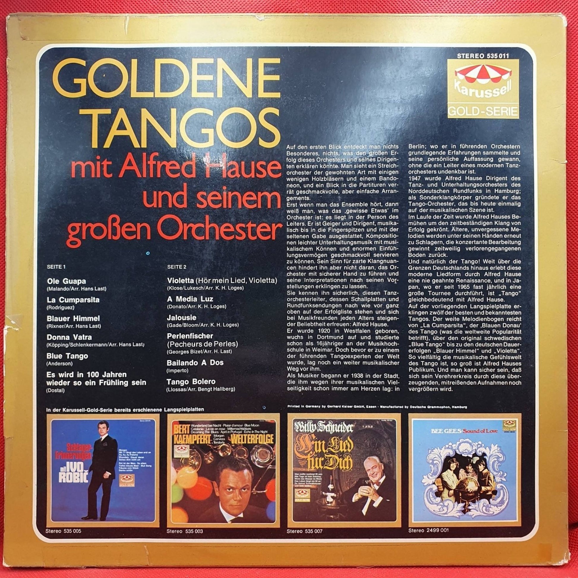 Alfred Hause Mit Seinem Großen Orchester ‎– Goldene Tangos - Vinyl Store Online