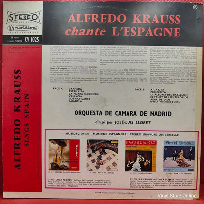 Alfredo Kraus, Orquesta de Cámara de Madrid, José Luis Lloret ‎– Chante L’Espagne - Vinyl Store Online