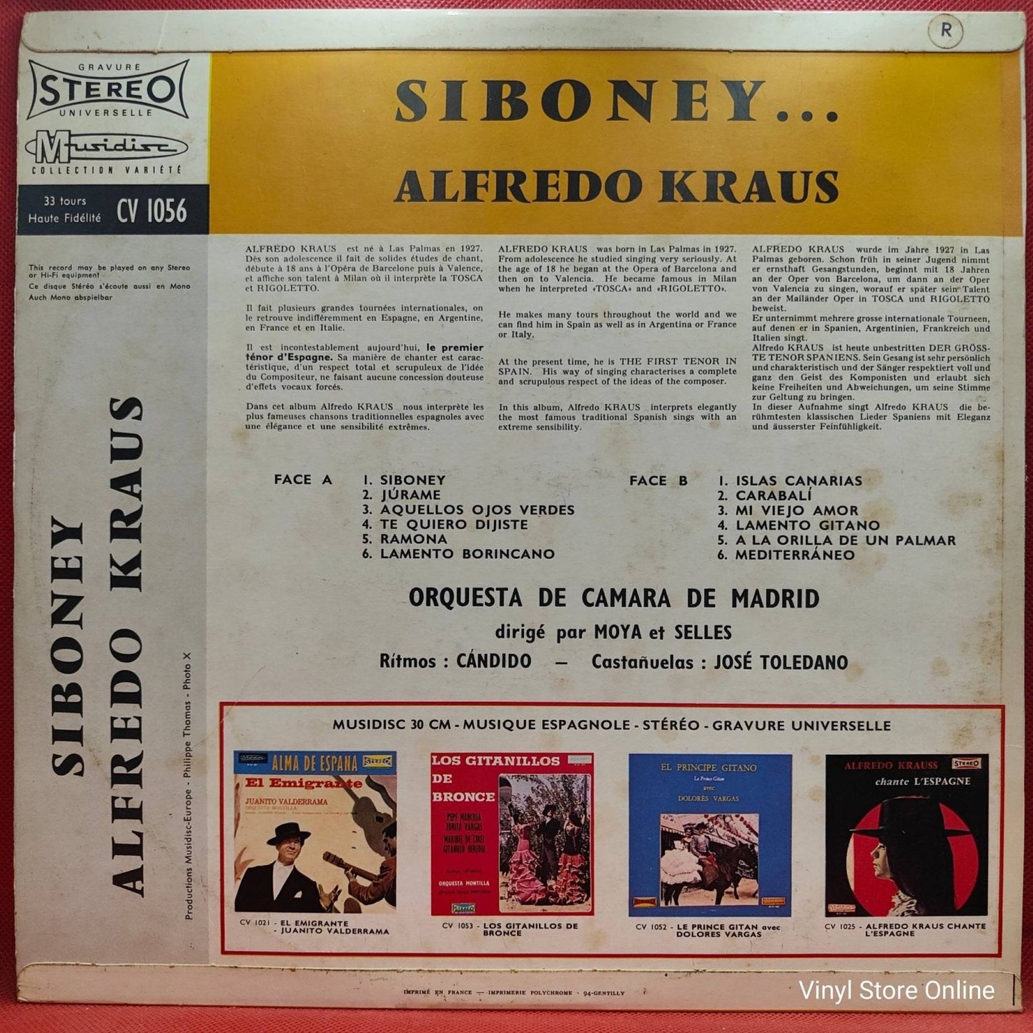 Alfredo Kraus ‎– Siboney - Vinyl Store Online