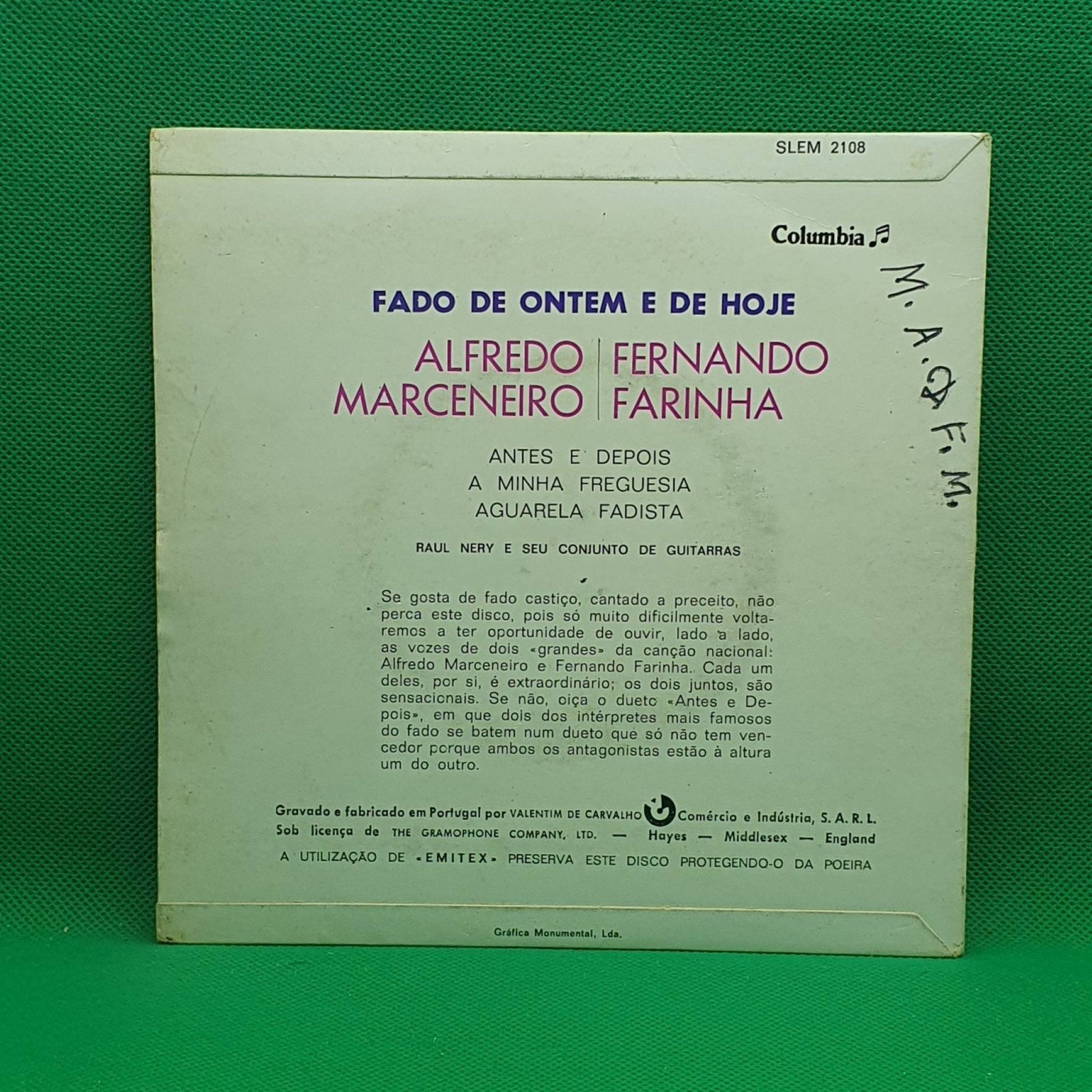 Alfredo Marceneiro, Fernando Farinha – Fado De Ontem E De Hoje - Vinyl Store Online