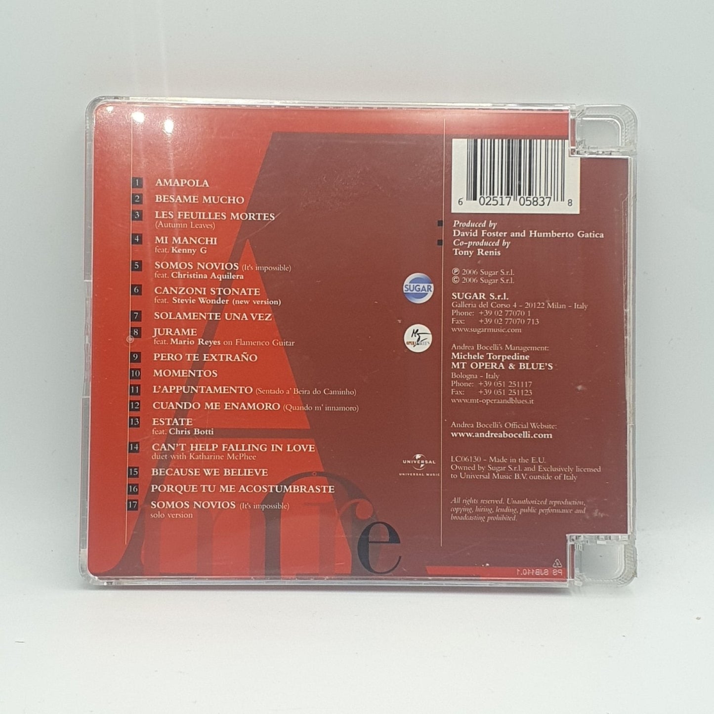 Andrea Bocelli ‎– Amore - Vinyl Store Online