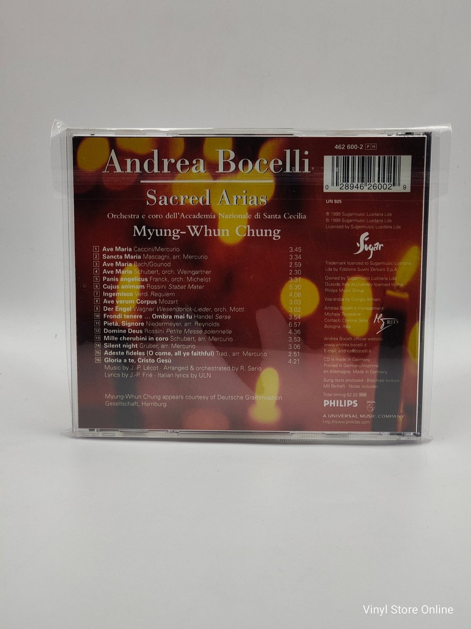 Andrea Bocelli, Orchestra E Coro dell'Accademia Nazionale di Santa Cecilia, Myung - Whun Chung ‎– Sacred Arias - Vinyl Store Online