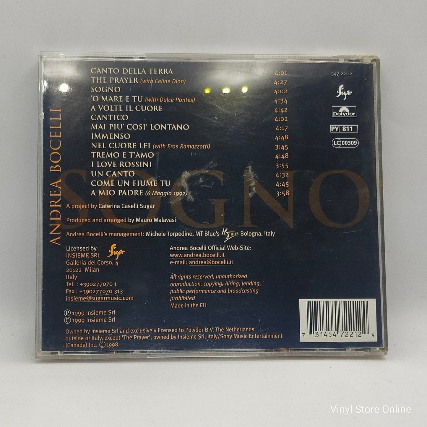 Andrea Bocelli ‎– Sogno - Vinyl Store Online