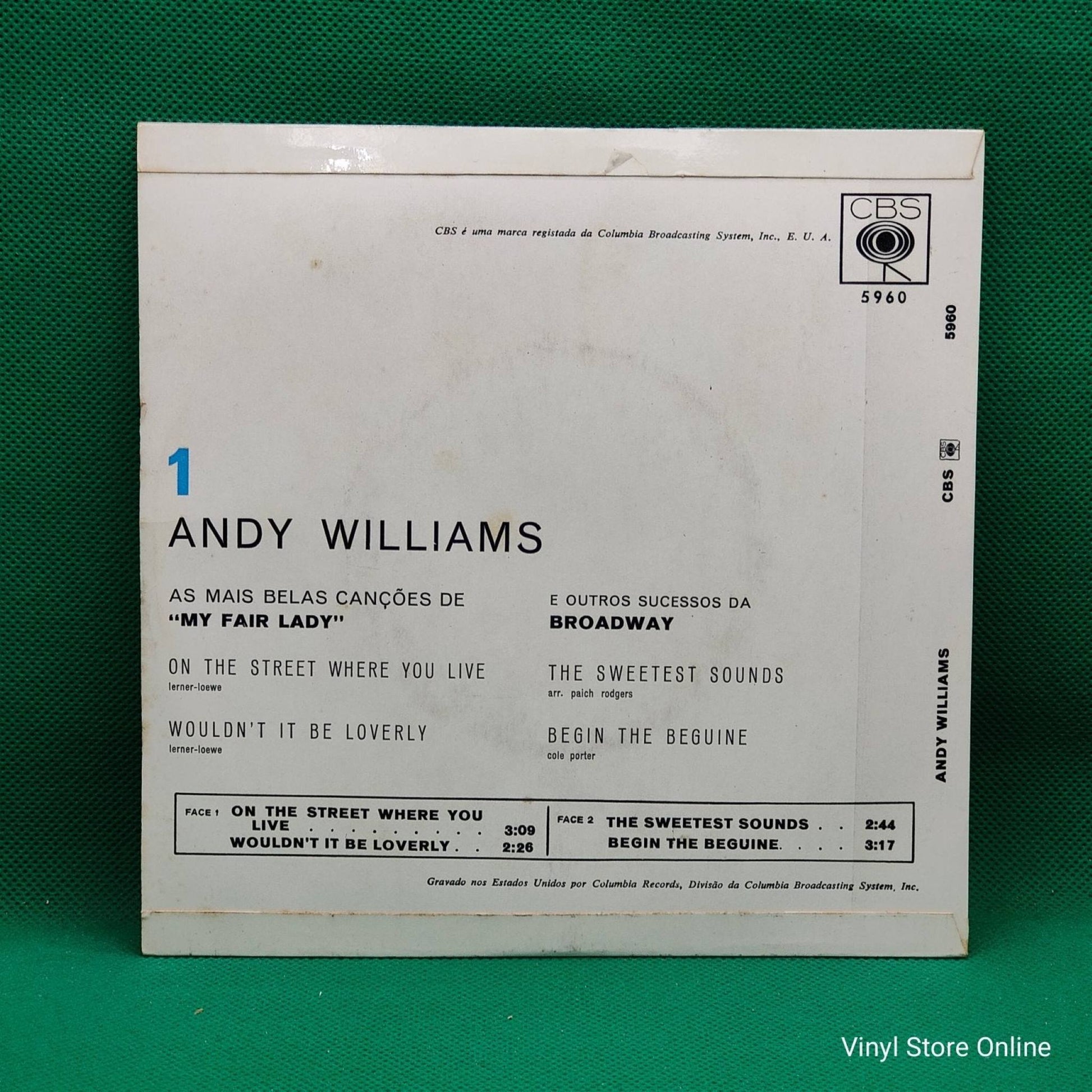 Andy Williams ‎– As Mais Belas Canções De My Fair Lady - Vinyl Store Online